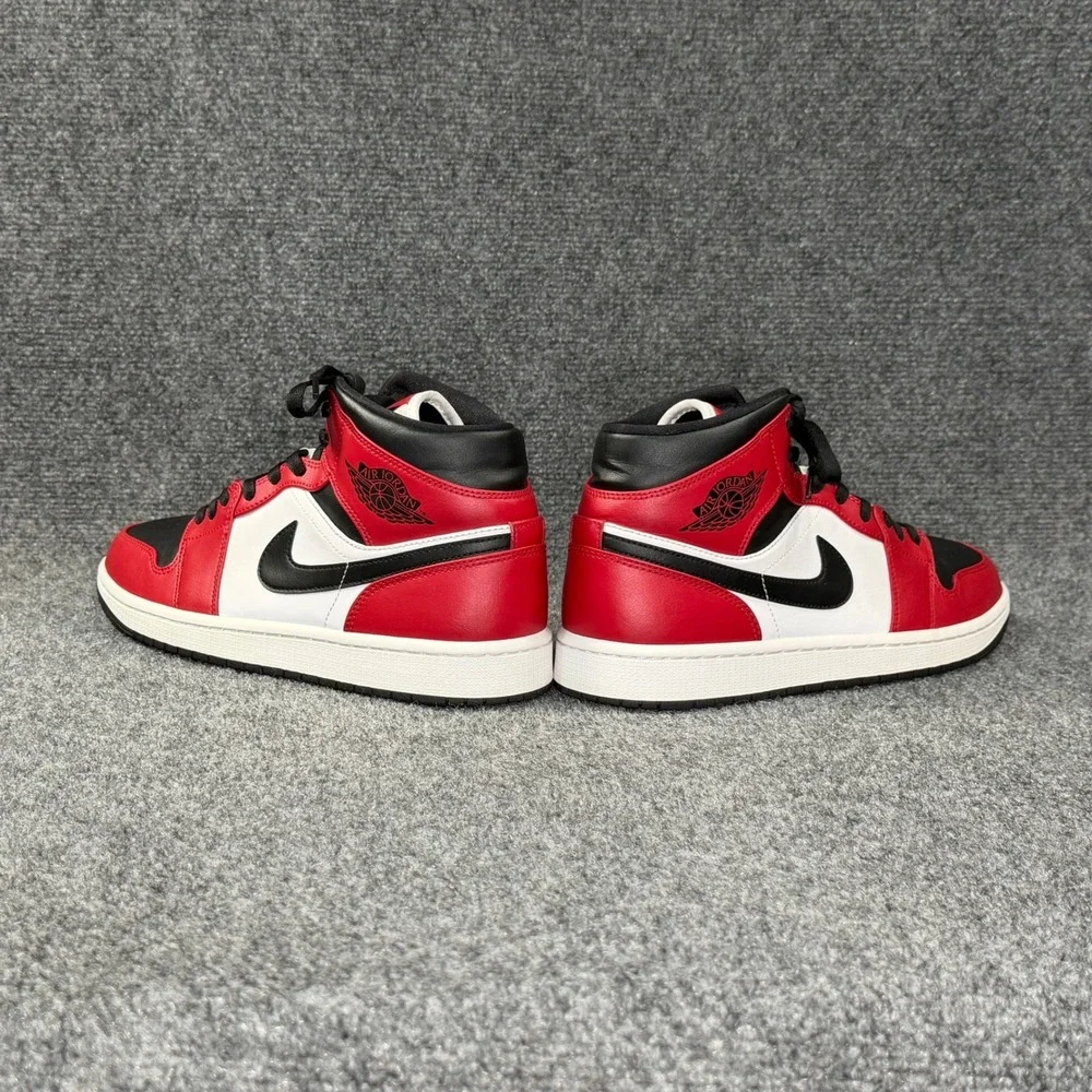 Jordan 1 Mid Chicago Toe Shoe Men 10 Red Black Retro Athletic Basketball Sneaker